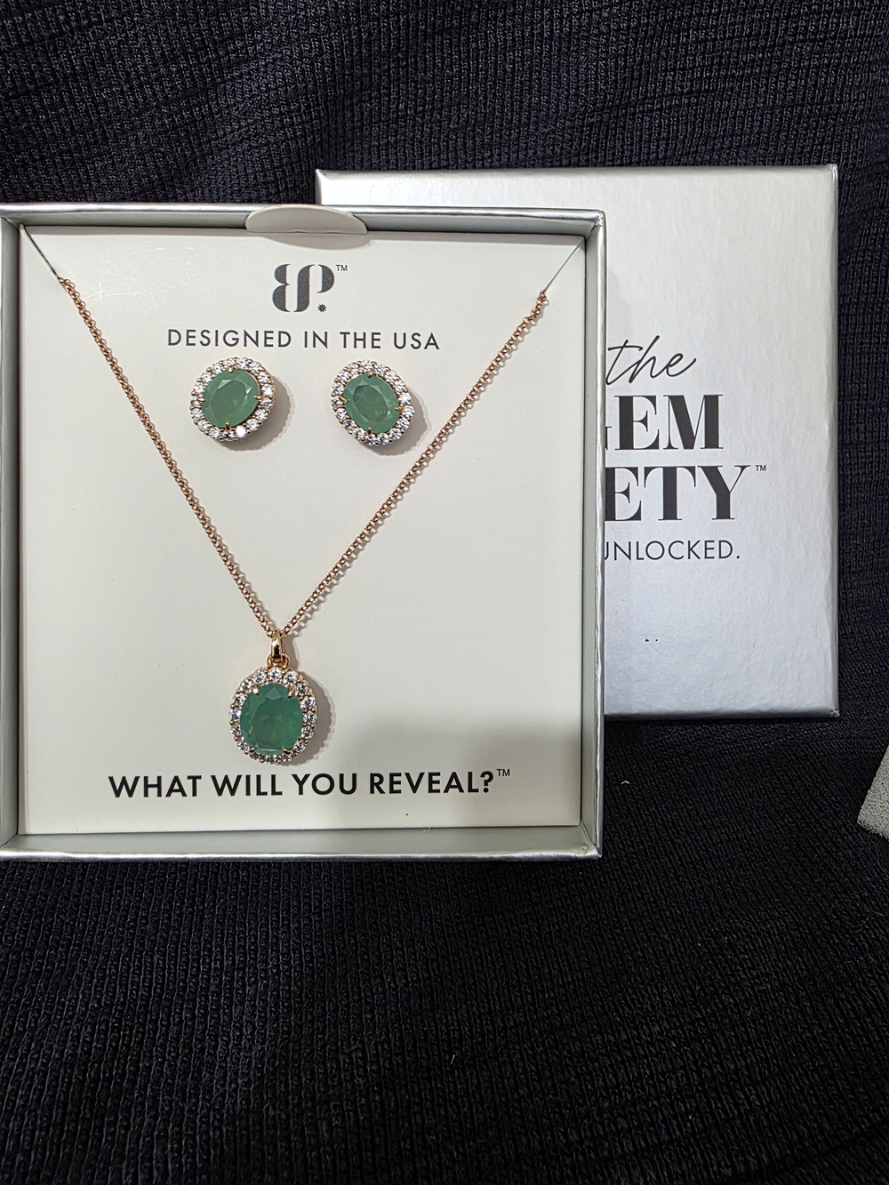 Rose Gold Plated Mint Spinel 2424 Necklace and Earring Set